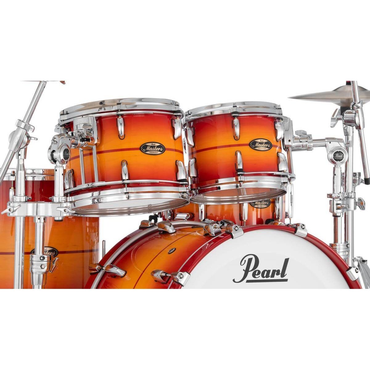 Pearl Masters Maple/Gum 4pc Drum Set w/22x18BD w/Standard R2 Mounts Sunburst Redstripe
