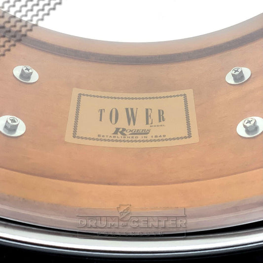 Rogers Tower Limited Edition Snare Drum 14x6.5 Satin Black/Gold Duco