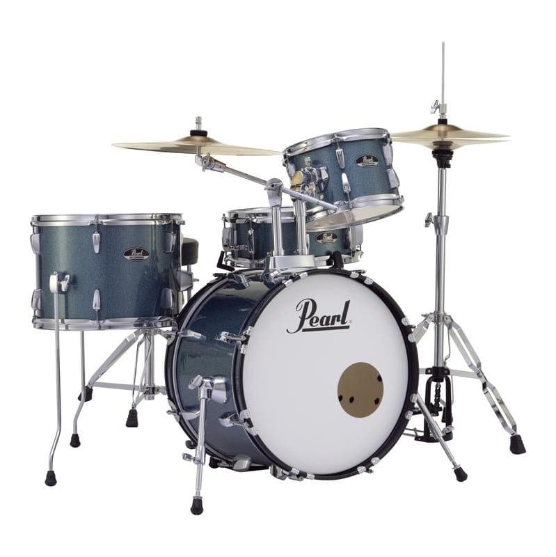 Pearl Roadshow Complete 4-pc Drum Set w/Hardware and Cymbals - Aqua Blue Glitter