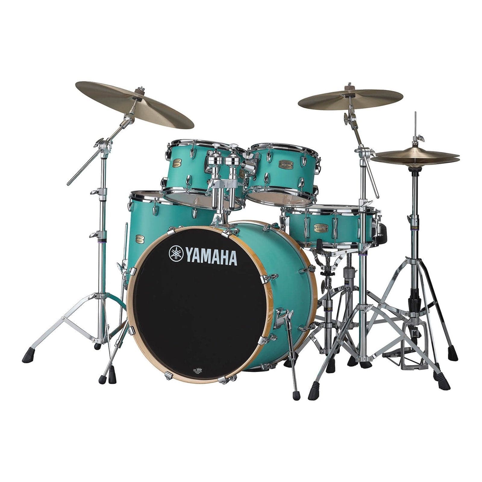 Yamaha Stage Custom Birch 5pc Drum Set w/22BD & 680 Hardware - Matte Surf Green