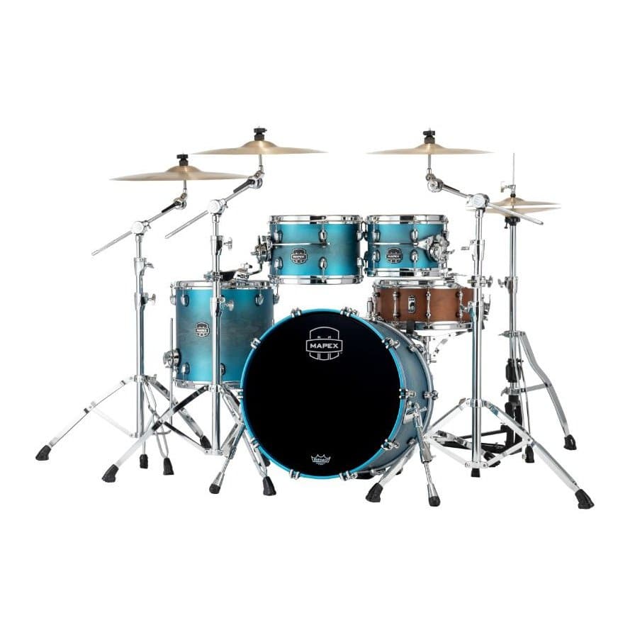 Mapex Saturn Evolution Fusion 4 Pc Maple Drum Set Without Snare - 20/10/12/14 - Exotic Azure Burst