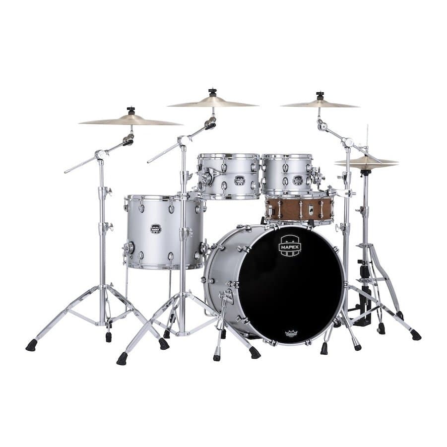 Mapex Saturn Evolution Classic 4 Pc Maple Drum Set Without Snare - 22/10/12/16 - Iridium Silver