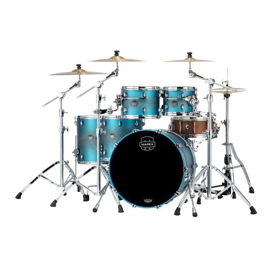 Mapex Saturn Evolution Workhorse 5 Pc Maple Drum Set Without Snare - 22/10/12/14/16 - Exotic Azure Burst