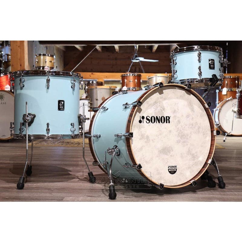 Sonor SQ1 3pc Drum Set 20/12/14 Cruiser Blue w/ Walnut Hoops