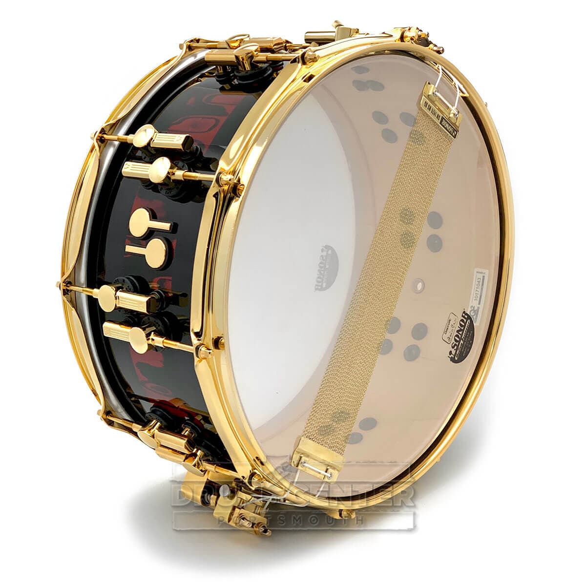 Sonor SQ2 Vintage Maple Snare Drum 14x6.5 Red Tribal Stripe w/Gold Hardware