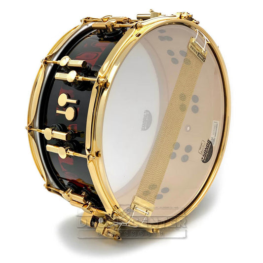 Sonor SQ2 Vintage Maple Snare Drum 14x6.5 Red Tribal Stripe w/Gold Hardware