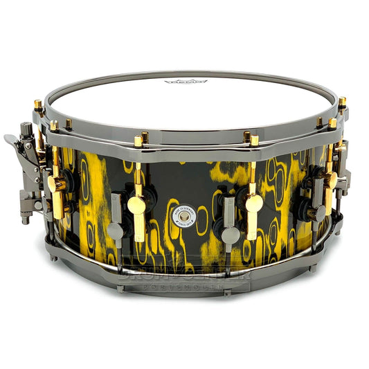 Sonor SQ2 Medium Beech Snare Drum 14x6.5 Yellow Tribal w/Black & Gold Hardware