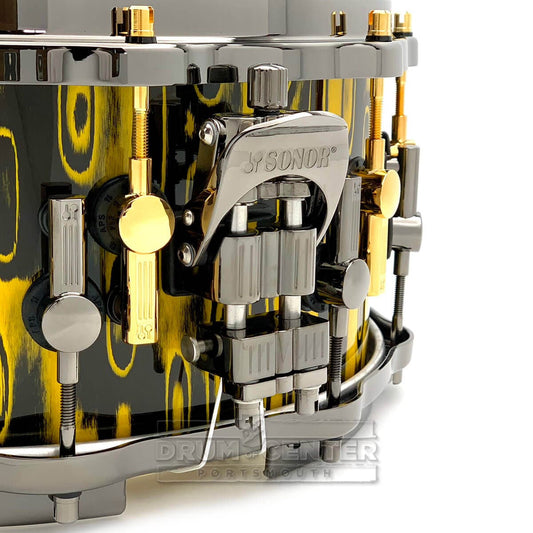 Sonor SQ2 Medium Beech Snare Drum 14x6.5 Yellow Tribal w/Black & Gold Hardware