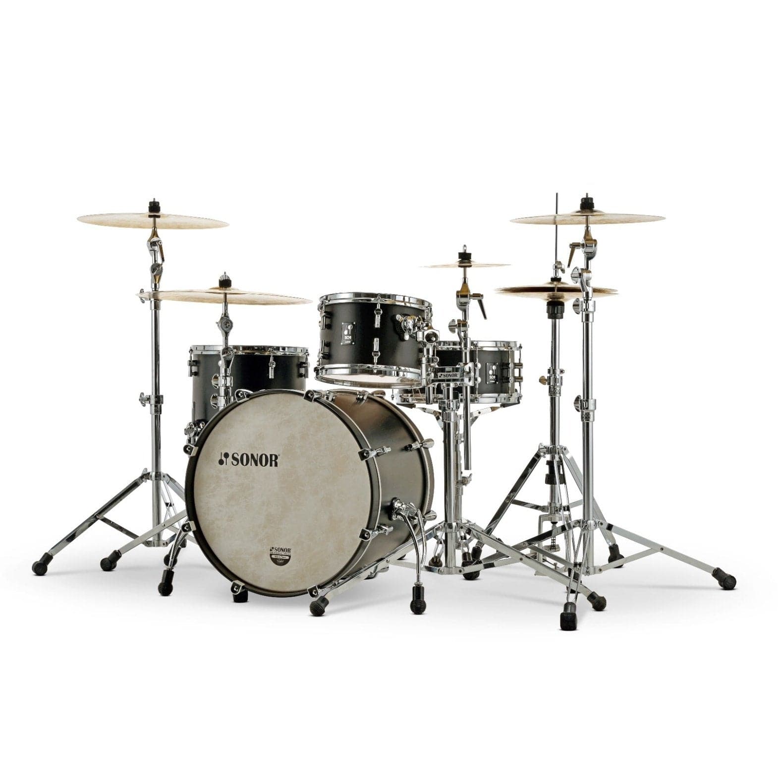 Sonor SQ1 3pc Drum Set 24/13/16 GT Black w/Matching BD Hoops