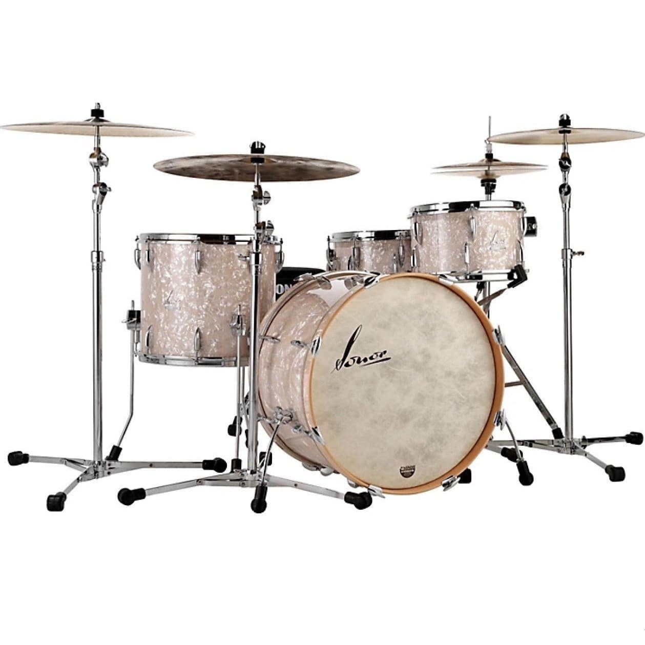 Sonor Vintage 3pc Drum Set with No Tom Arm - Vintage Pearl