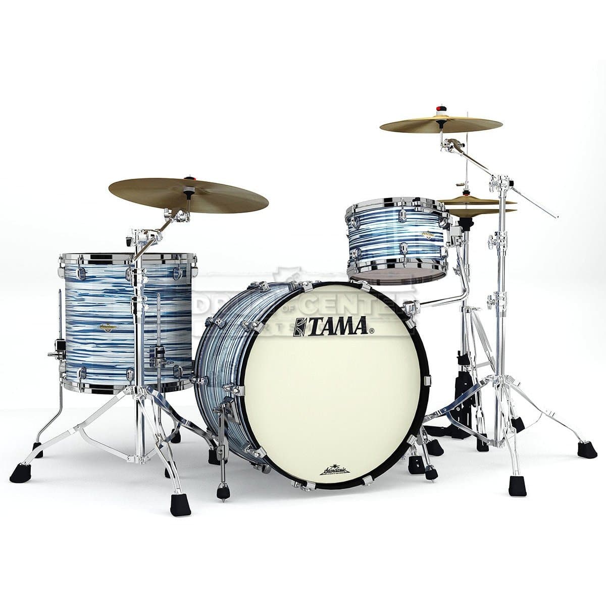Tama Starclassic Maple 3pc Drum Set w/ 22bd, Black Nickel hw - Blue & White Oyster