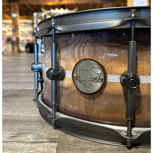 Used HHG Drums Contoured Red Oak Stave Snare Drum 14x7 Smoky Gloss w/Gunmetal Hardware